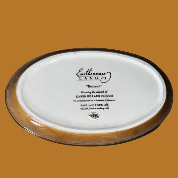 Lang EARTHENWARE Romance 9.75" Oval Veggie Serving Bowl By Karen Hillard Crouch - Picture 2 of 3